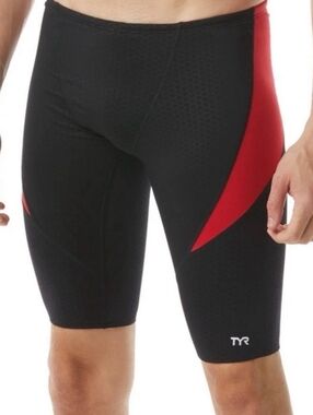 TYR Men's Black & Red Competitive Jammer Swim Trunks Size 32 Med